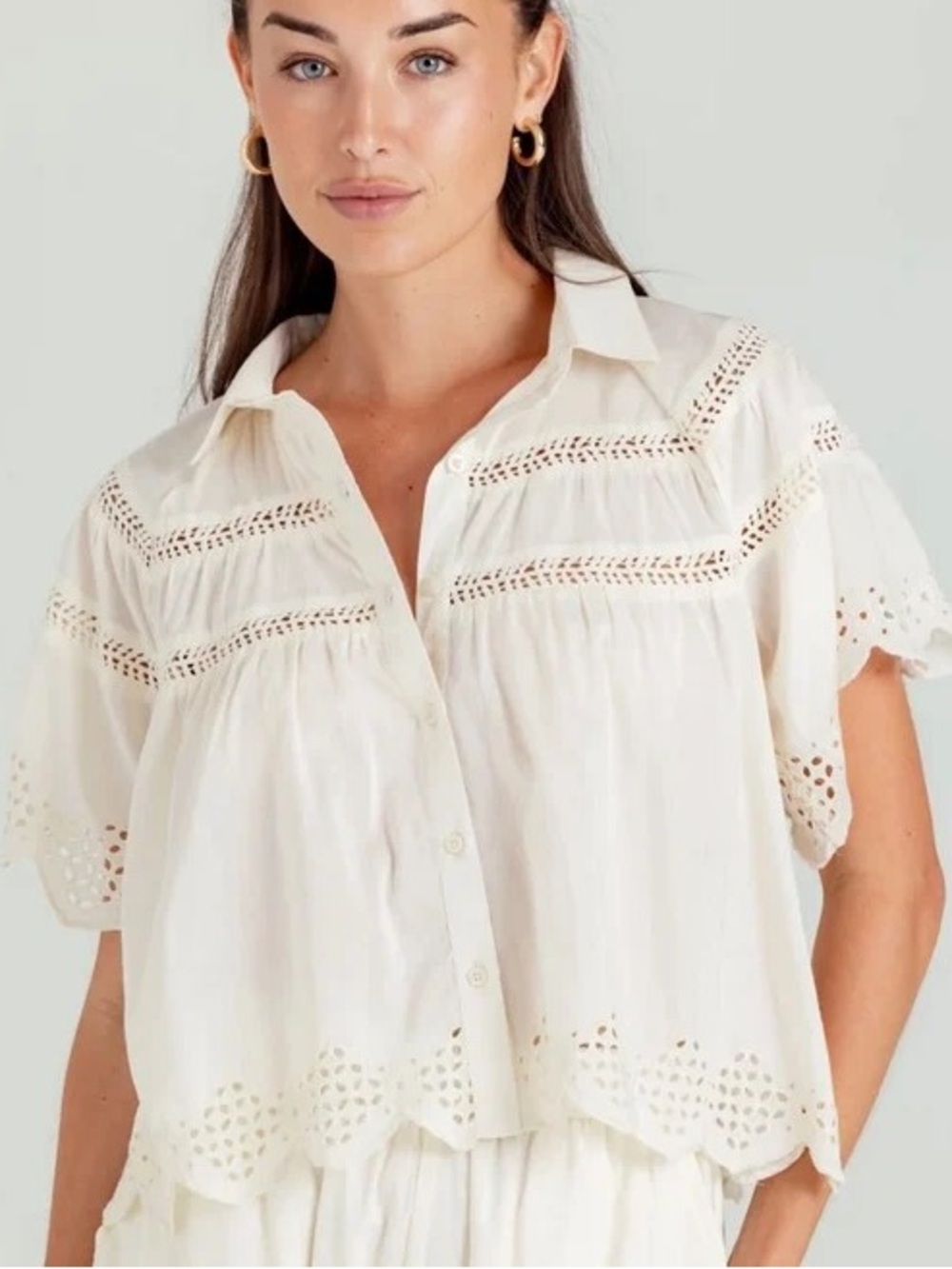 We are Sundays Bluff Shirt in Whisper White Cream Cotton Silk Size Medium
